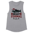 thumbnail image 1 of Merry Fishmas Women's Muscle Tank Medium Heather Grey, 1 of 5