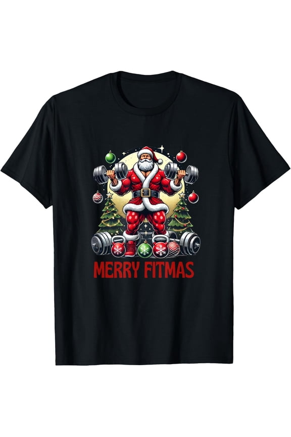 Merry Fitmas Santa Workout Christmas Gym T-Shirt