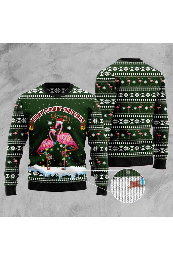 Merry Flockin Christmas Ugly Christmas Sweater, Christmas Sweater, Ugly Sweater, Funny Xmas Sweaters