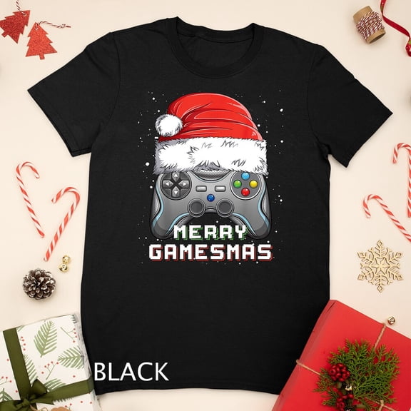 Merry Gamesmas Funny Christmas Gaming Video Gamer Holiday Gift Unisex T-Shirt, for men & women, up to size 5XL