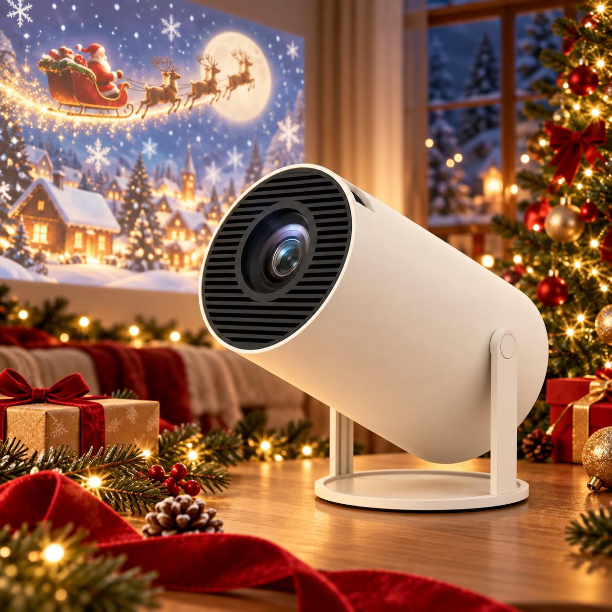 Merry Glow Christmas Projector - 2026 Merryglow Christmas Projector,Indoor Christmas Projector Turns Windows Into Holiday Displays. Wi-Fi, Hdmi, Usb. No Ladder Or Outdoor Wiring.