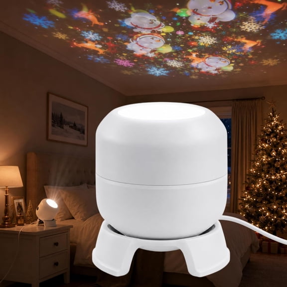 Merry Glow Christmas Projector,Dynamic Rotating USB Light,Colorful Snowflake Reindeer Projection for Indoor Holiday Decoration