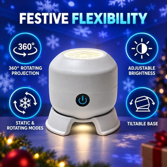 Merry Glow Christmas Projector,Festive Projection Lamp with Snowmen Reindeer and Snowflakes,Seasonal Room Decor for Christmas Celebrations
