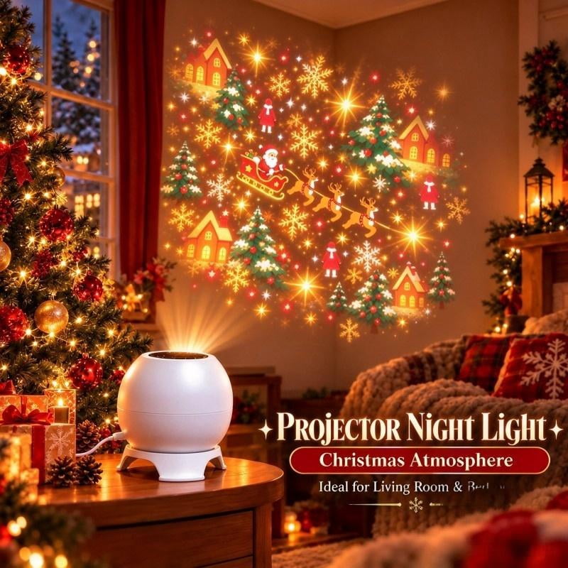 Projector Stylish Merry Glow Christmas Projector, White Spherical ABS Plastic Projector ...