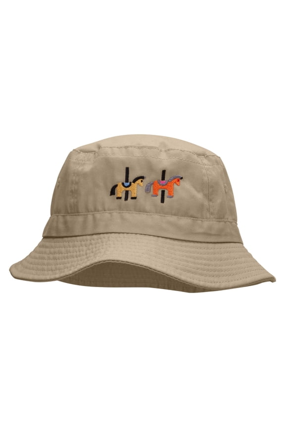 Merry-Go-Round Embroidered Pigment Dyed Bucket Hat - Natural OSFM