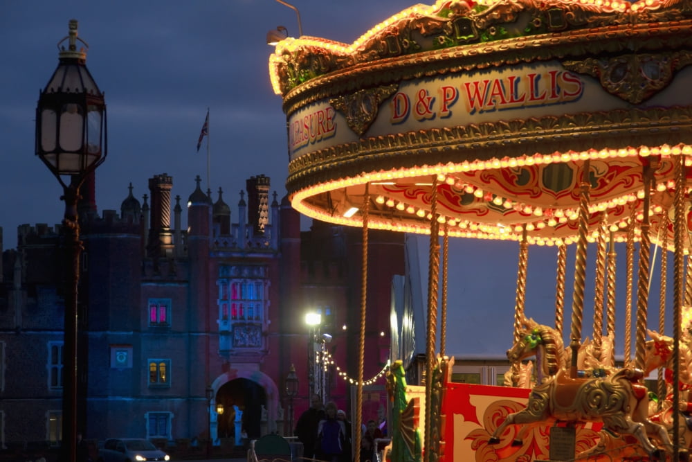 Merry Go Round Hampton Court London Uk Canvas Art - Charles Bowman Design Pics (19 x 12)
