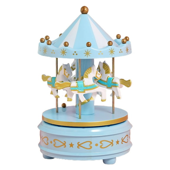 Merry-Go-Round Music Box with LED Light Battery Operated Musical Princess Carousel Horse Whirligig Toy Birthday Gifts
