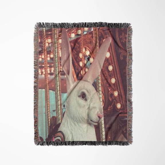 Merry Go Round Rabbit By Angelandspot, Woven Blanket