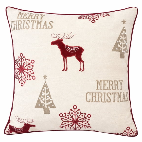Merry Gold Graphic Polyester 20 in. x 20 in. Throw Pillow