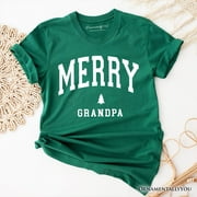 ORNAMENTALLYYOU Merry Grandpa Retro Christmas T-Shirt, Matching Family Holiday Tee