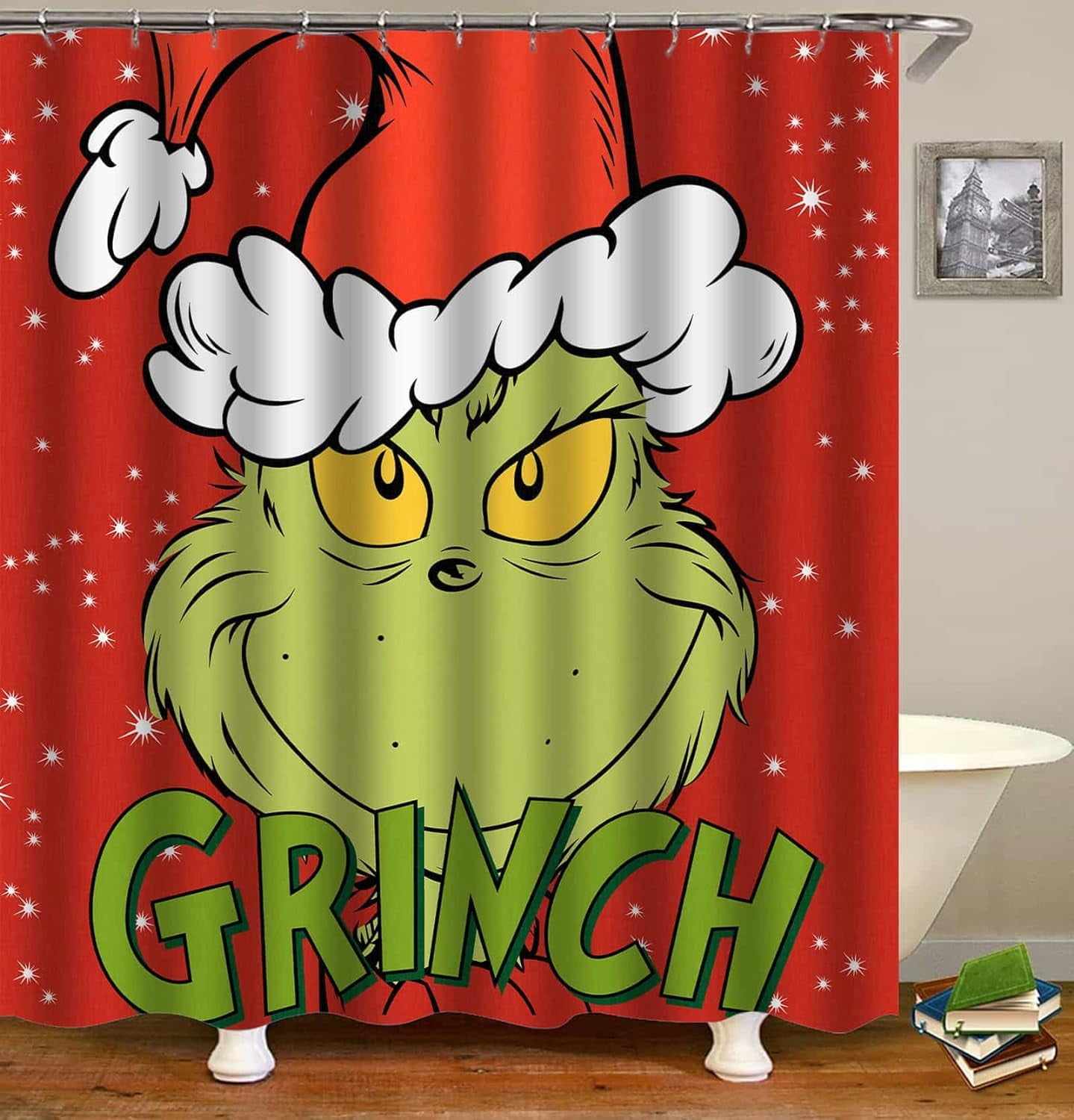 Merry Grinchmas Bathroom Curtain Grinch Christmas Shower Curtain Winter