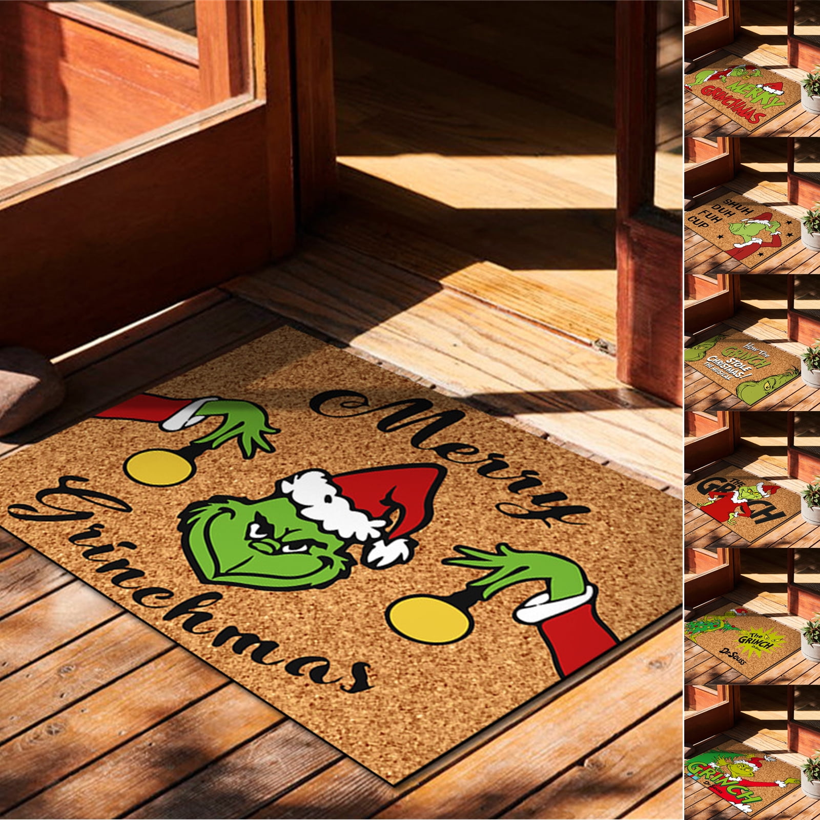 Merry Grinchmas Front Door Mat Grinch Christmas Decoration Entrance