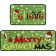 thumbnail image 1 of Merry Grinchmas Kitchen Rugs and Mats Set of 2,Christmas Grinch Kitchen Decoration,Non Slip Absorbent Kitchen Mat Waterproof Runner Rug for Laundry Room and Sink 17x 48+17x30 Inches, 1 of 6