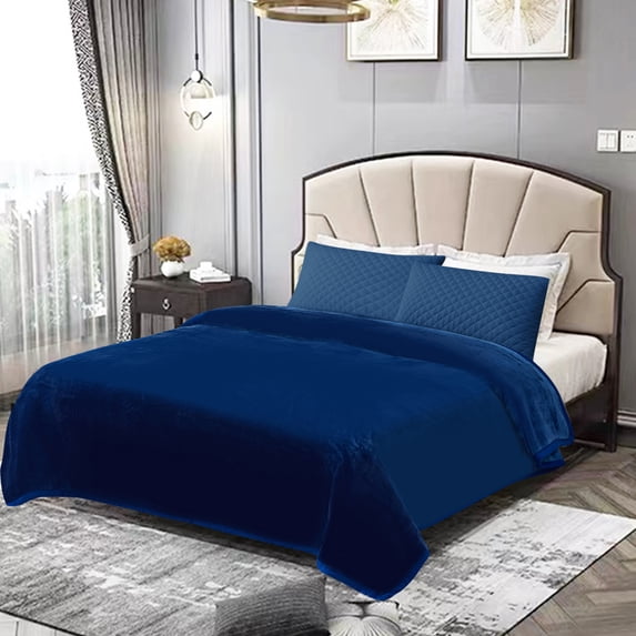 Merry Home Fleece Blanket King size, Solid Navy 1 Ply Blanket For Bed Blanket 85"x 95", 4.5lb