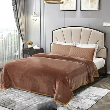Merry Home Fleece Blanket Queen size, Solid Brown 1 Ply Blanket For Bed Blanket 79"x 91", 3.5lb
