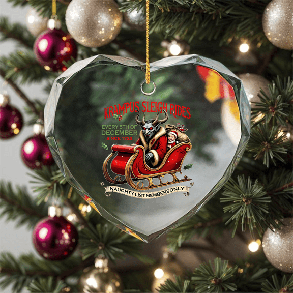 Merry Horror Vintage Krampus Rides Ornament, Home Decor #1365, Crystal Glass Ornament