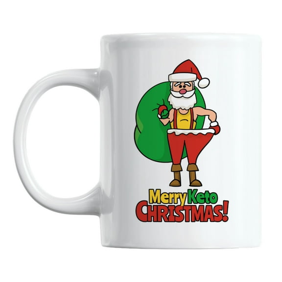 Merry Keto Christmas feat. Skinny Santa White Ceramic Coffee & Tea Mug (11oz)