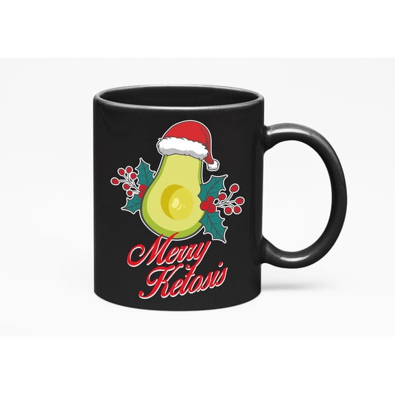 Merry Ketosis Ceramic Christmas, Keto Dieters, Black 11oz Ceramic Mug