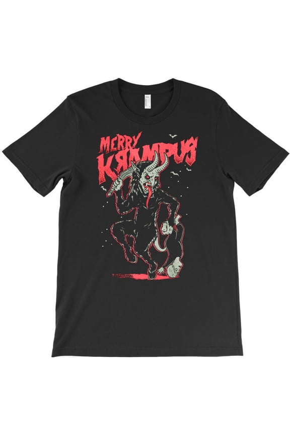 Merry Krampus Funny Christmas Horror Goth Holiday Folklore Graphic H1918 Unisex T-Shirt, Up to 5XL Available