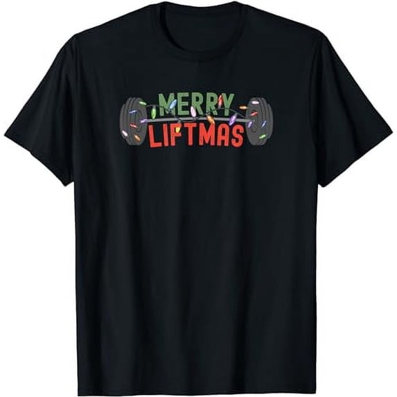 Merry Liftmas - Funny Weightlifter, Weightlifting, Weights T-Shirt