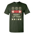 thumbnail image 1 of Merry Liftmas Workout Christmas Holiday Funny Adult DT T-Shirt Tee, 1 of 2