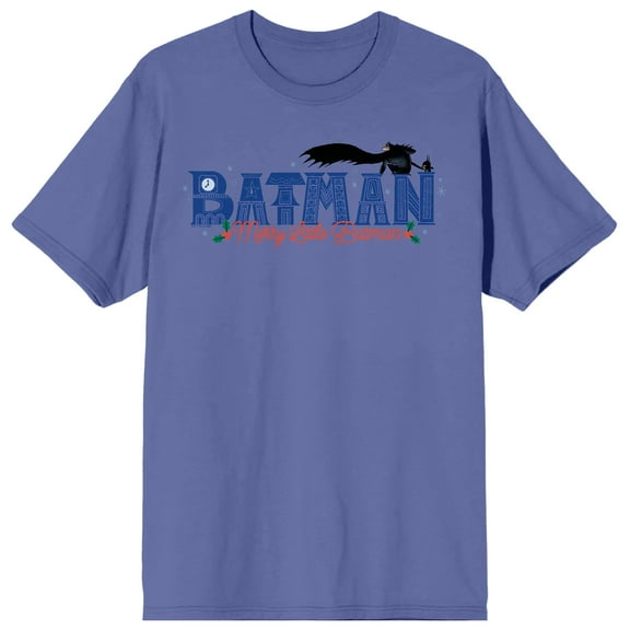 Merry Little Batman Cityscape Men's Periwinkle Short Sleeve Tee