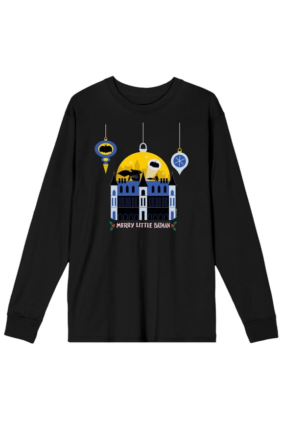 Merry Little Batman Father & Son Wayne Manor Adult Black Crew Neck Long Sleeve Tee