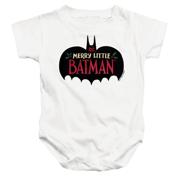 Merry Little Batman Logo Unisex Infant Snap Suit for Baby, White, Small