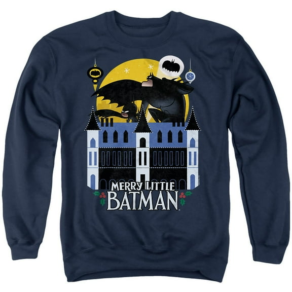 Merry Little Batman Mansion Unisex Adult Crewneck Sweatshirt, Navy, X-Large