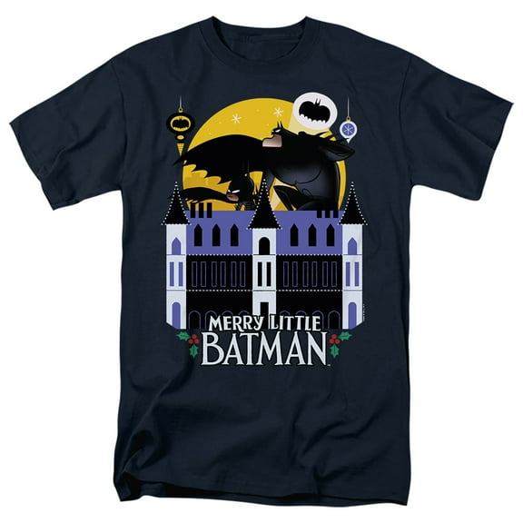 Merry Little Batman Mansion Unisex Adult T Shirt, Navy, X-Large