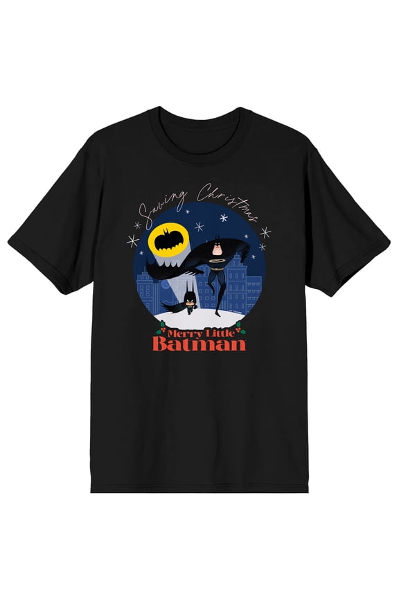Merry Little Batman Saving Christmas Men's Black Short Sleeve Tee