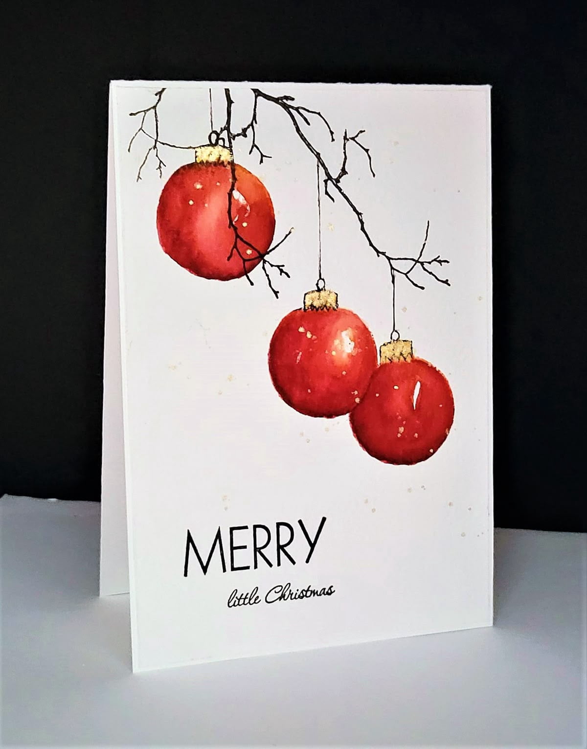 Merry Little Christmas Card – Festive Red Ornaments Design – Blank ...