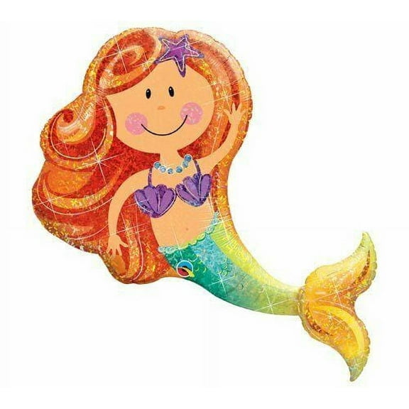 Merry MERMAID Princess Baby Shower Birthday Pool Beach Party 38" Mylar Balloon