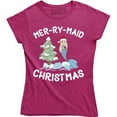thumbnail image 1 of Merry Maid Christmas - Xmas Holiday Season Women's Gift Mermaid T-Shirt, 1 of 4