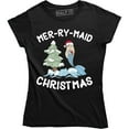 thumbnail image 1 of Merry Maid Christmas - Xmas Holiday Season Women's Gift Mermaid T-Shirt, 1 of 4