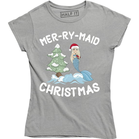 Merry Maid Christmas - Xmas Holiday Season Women's Gift Mermaid T-Shirt