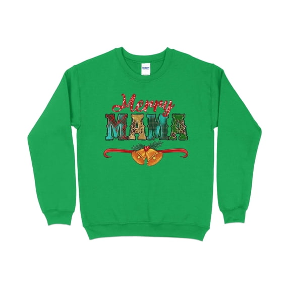 Merry Mama Sweatshirt, Christmas Mom Shirt, Cute Christmas Sweater, Leopard Print Xmas top, Women's Holiday Graphic Tee