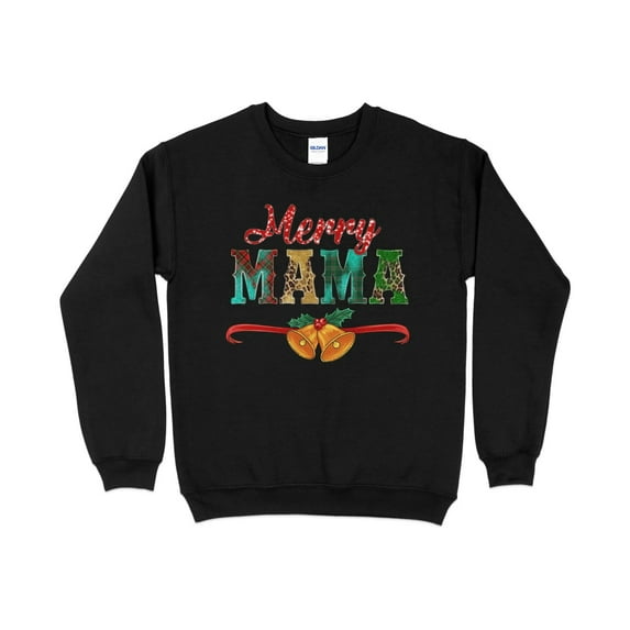 Merry Mama Sweatshirt, Christmas Mom Shirt, Cute Christmas Sweater, Leopard Print Xmas top, Women's Holiday Graphic Tee