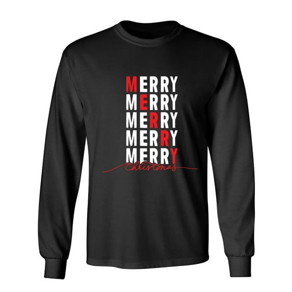 Merry Merry Christmas Sarcastic Humor Novelty Men's Long Sleeve Shirts