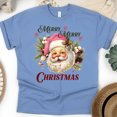 thumbnail image 1 of Merry Merry Christmas T-Shirt | Vintage Santa Claus Holiday Tee, CarolinaBlue, Size XL, 1 of 6