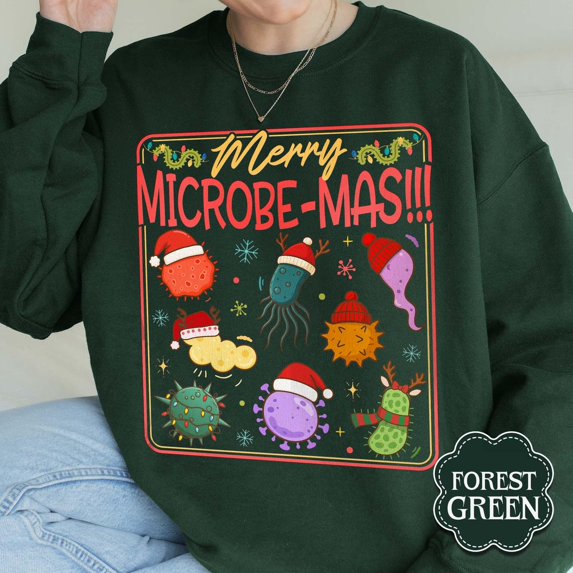Merry Microbemas Sweatshirt, Medical Laboratory Science Shirt, Laboratory Sweatshirt, Laboratory , Microbiology Sweatshirt All Size S-5XL