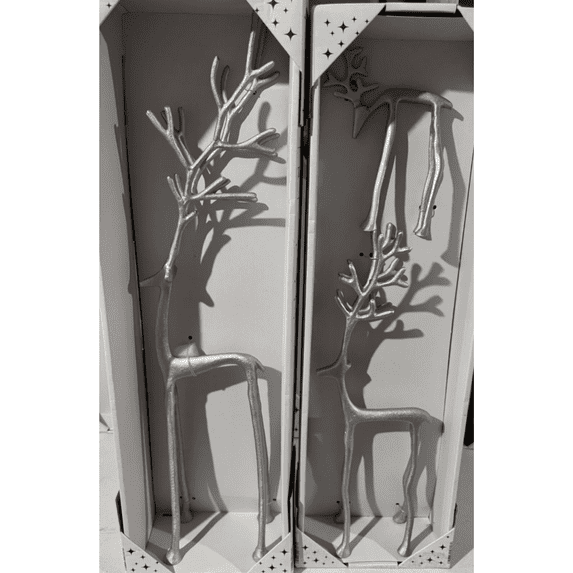Merry Moments Sculpted Silver Reindeer – Pottery Barn Dupe, Set of 3 in 2 Boxes