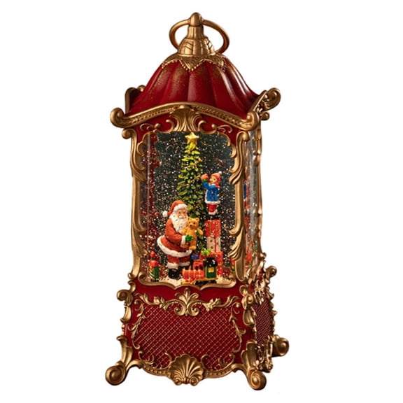 Merry Music Box Play Melody Carousel Snow Globe Turntable Decorations Winter Music Movement for Home Party
