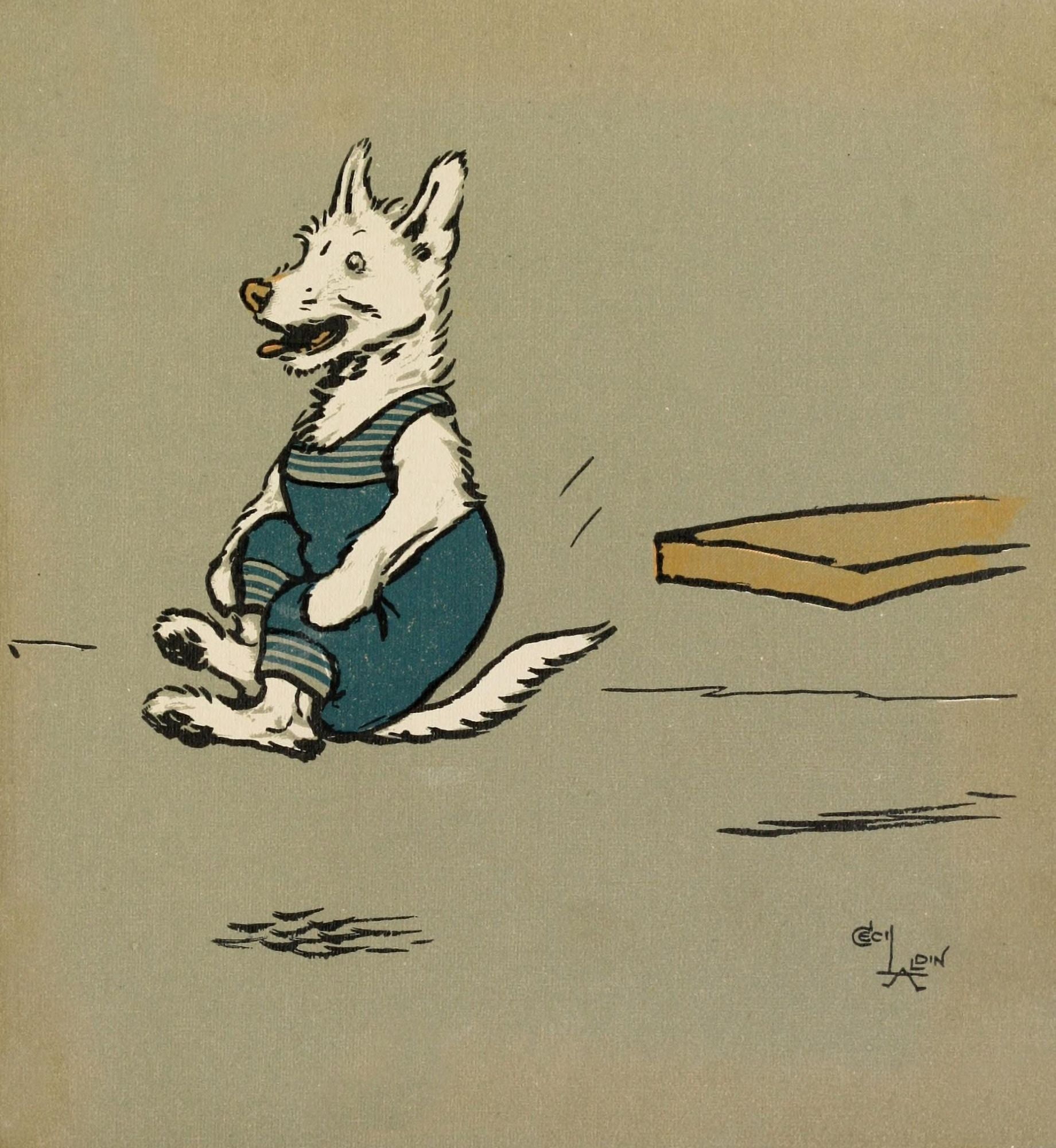 Merry Party 1913 Diving Canvas Art - Cecil Aldin (24 x 36)