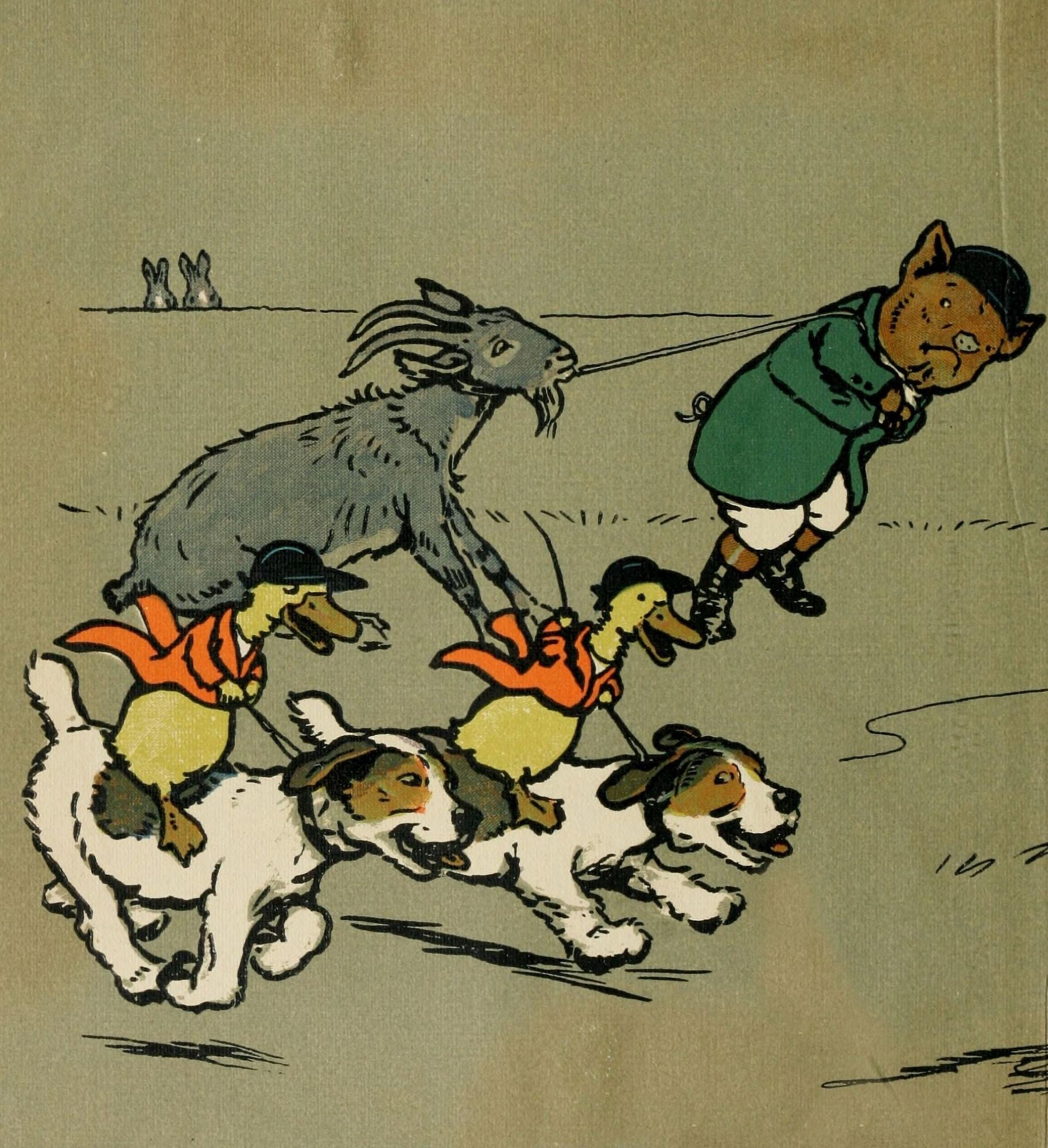 Merry Party 1913 Finishing line Canvas Art - Cecil Aldin (18 x 24)