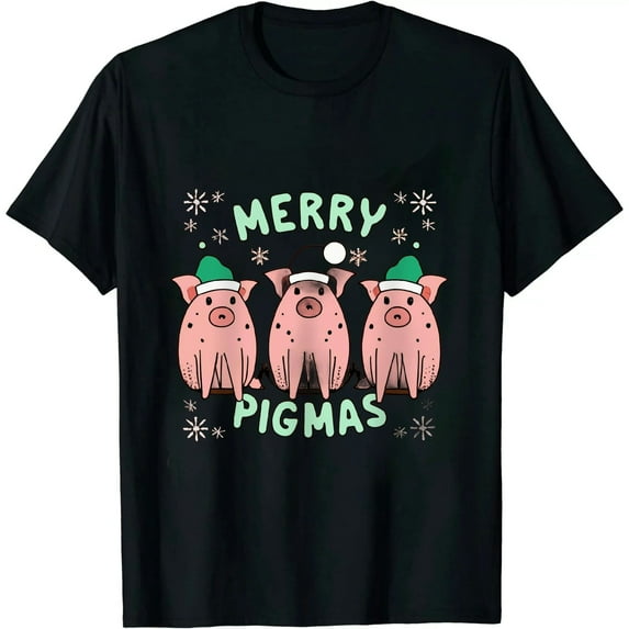 Merry Pigmas 2024 Funny Christmas Tree Xmas light Guinea Pig T-Shirt