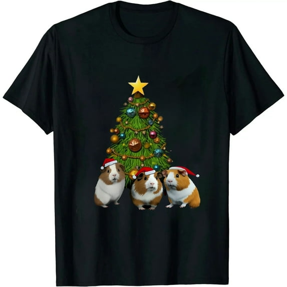 Merry Pigmas 2024 Funny Christmas Tree Xmas light Guinea Pig T-Shirt