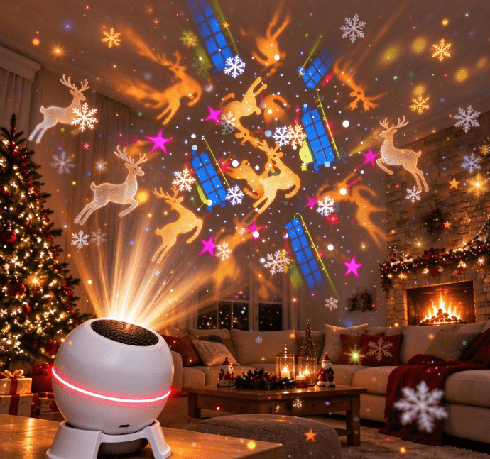 Merry Pixels Christmas Projection Night Light, 13 Pattern Discs USB ...