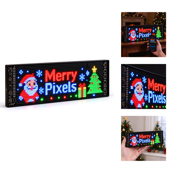Merry Pixels Display, 20x64 20 x 64 LED Pixels, Custom Text Colors and Festive Animations from Your Phone
