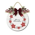 thumbnail image 1 of Merry Poinsettia Christmas Sign Front for Door Decoration, 11 in Round Wood Wreaths Wall Hanging Outdoor, Farmhouse, Porch, for Spring Summer Fall All Seasons Holiday Christmas, 1 of 5